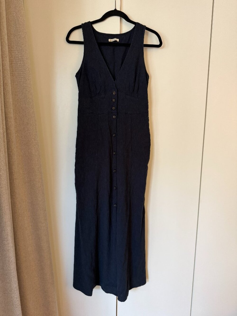 Marine Layer Camila Button Front Hemp Blend Maxi Dress - Size Small - Dark Navy